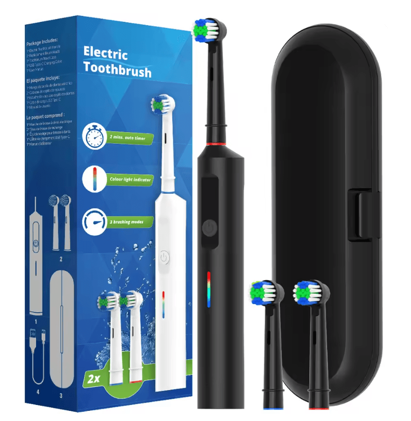 Rechargeable Electric Toothbrush With Rotating Brush Head Compatible With Oral B 7