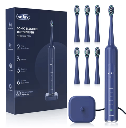 SEJOY Sonic Electric Toothbrush Rechargeable Waterproof with 5 Cleaning Modes
