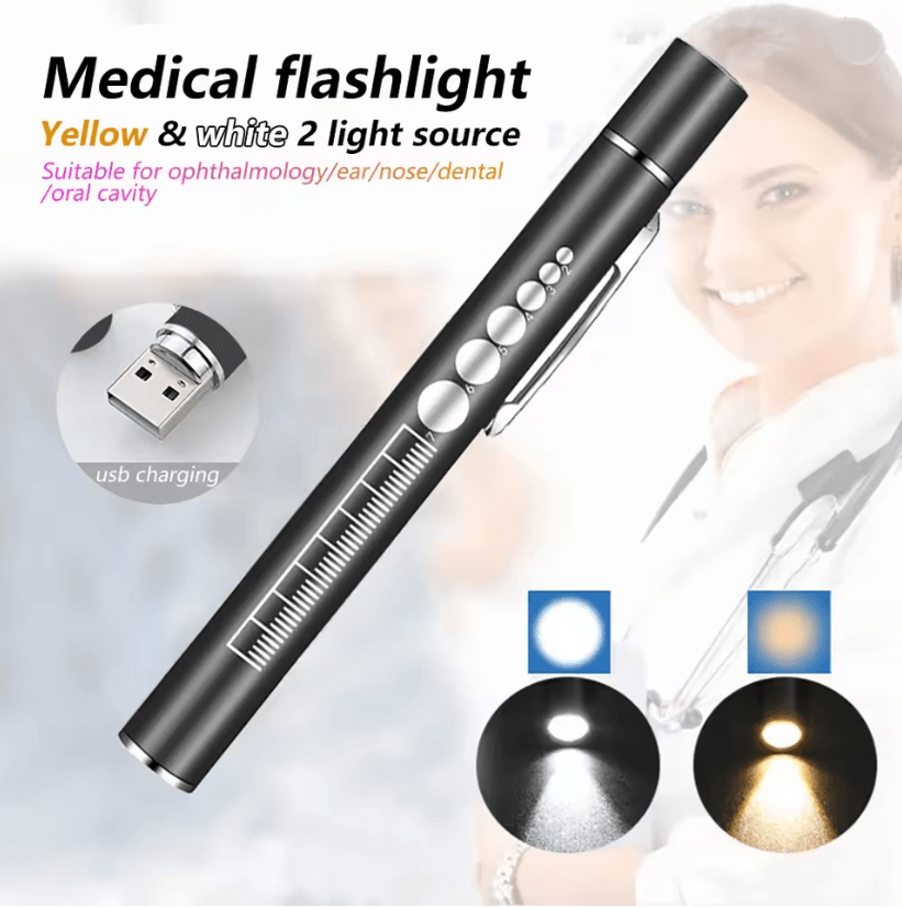 USB Rechargeable Medical Pen Light LED Nursing Flashlight with Pocket Clip
