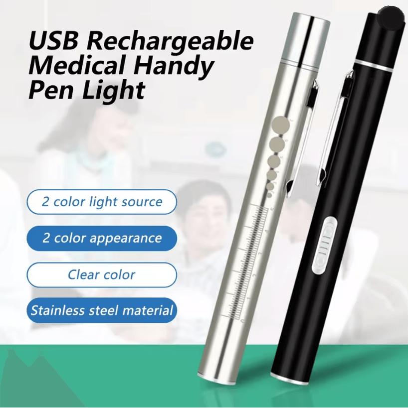 USB Rechargeable Medical Pen Light LED Nursing Flashlight With Pocket Clip 1