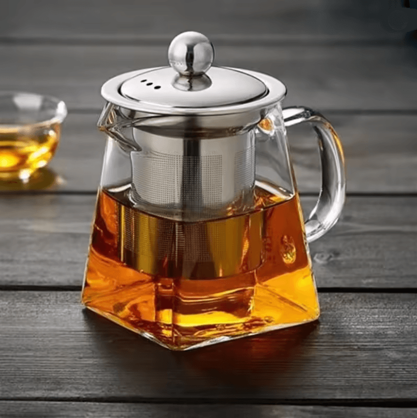 Heat Resistant Glass Teapot with Stainless Steel Infuser Clear Kettle for Loose Leaf Tea and Coffee