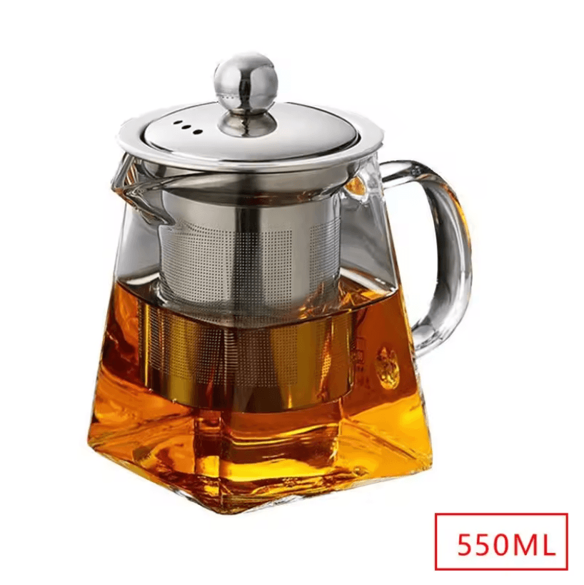 Heat Resistant Glass Teapot With Stainless Steel Infuser Clear Kettle For Loose Leaf Tea And Coffee 4