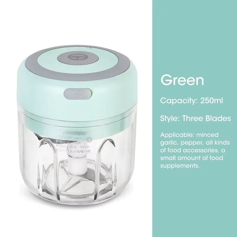 300ML Electric Garlic Chopper  USB Rechargeable Mini Food Processor 10