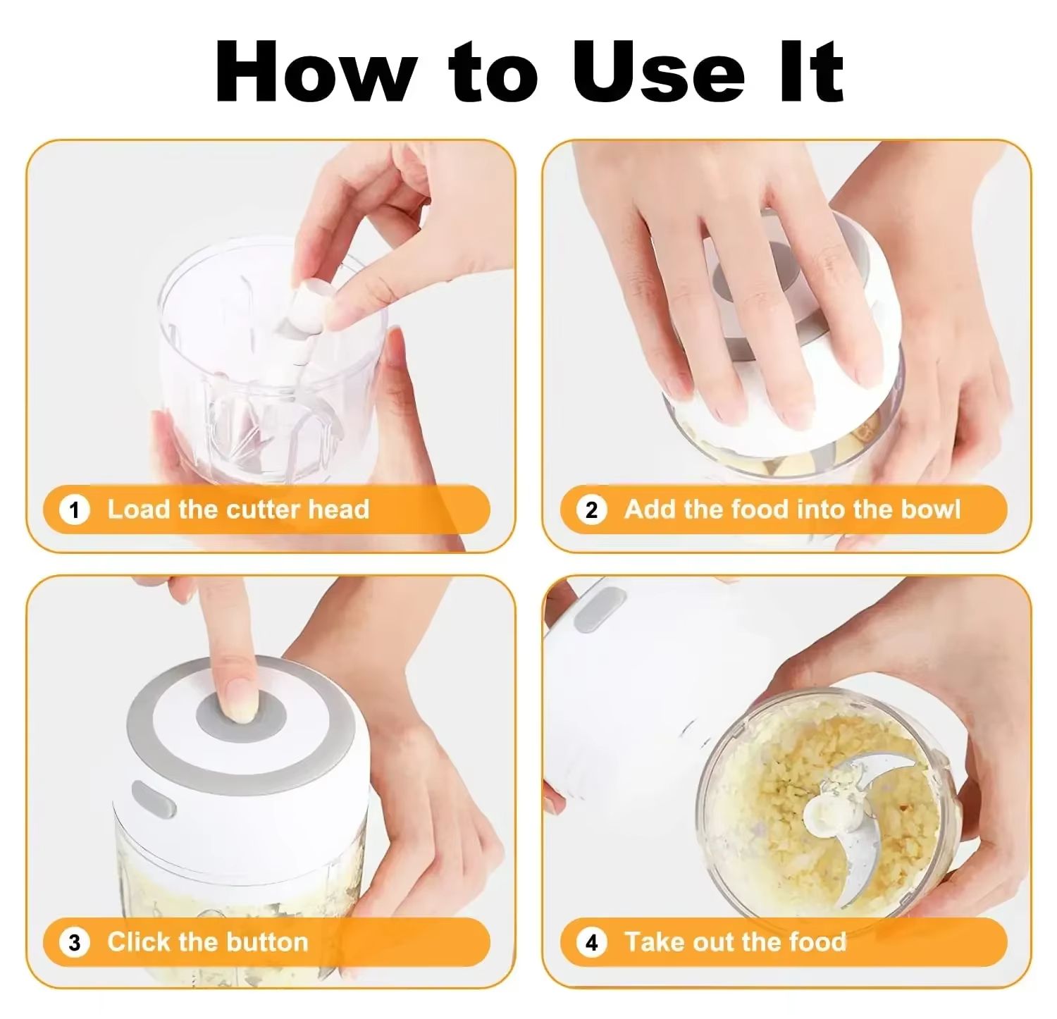 300ML Electric Garlic Chopper  USB Rechargeable Mini Food Processor 2