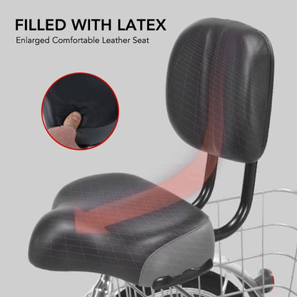 Comfort Wide Bike Seat With Backrest  Padded Bicycle Saddle For Men  Women 2