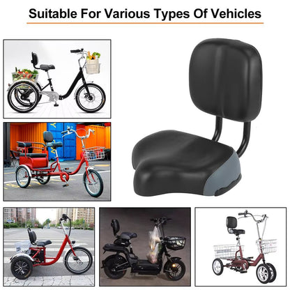 Comfort Wide Bike Seat With Backrest  Padded Bicycle Saddle For Men  Women 3