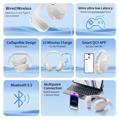 QCY H3 Lite ANC Wireless Headphones  Bluetooth 53 OverEar Headset With HIFI Sound  60H Playtime 4