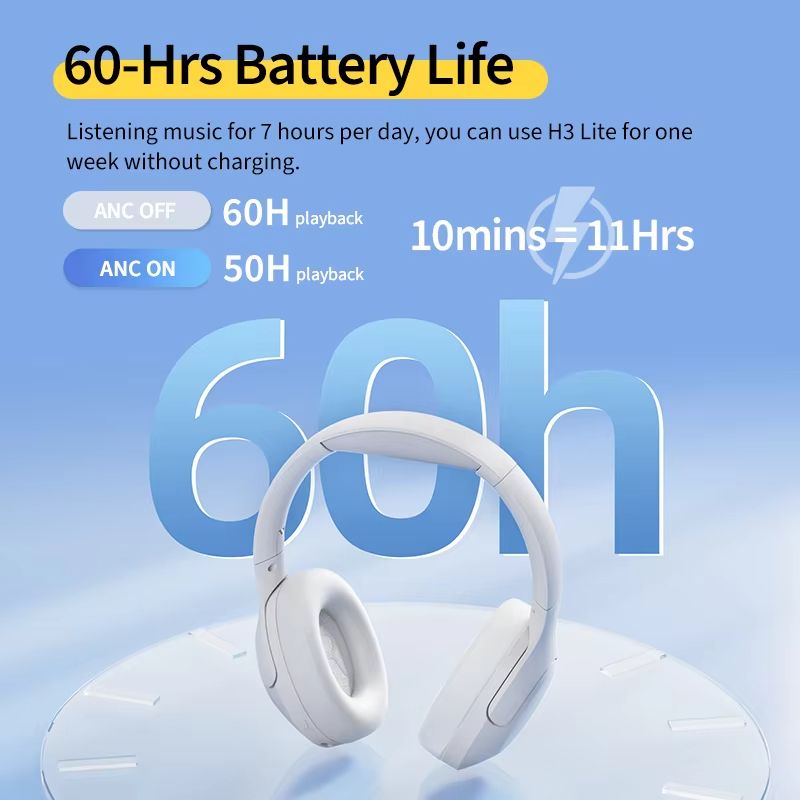 QCY H3 Lite ANC Wireless Headphones  Bluetooth 53 OverEar Headset With HIFI Sound  60H Playtime 5
