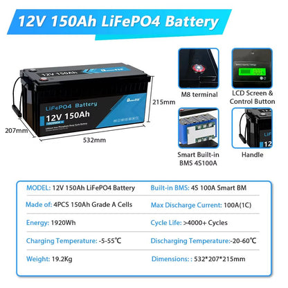 12V 24V LiFePO4 Battery Pack  100Ah 200Ah 280Ah 300Ah Lithium Iron Phosphate With Builtin BMS For S 11