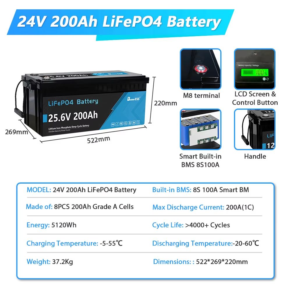 12V 24V LiFePO4 Battery Pack  100Ah 200Ah 280Ah 300Ah Lithium Iron Phosphate With Builtin BMS For S 12