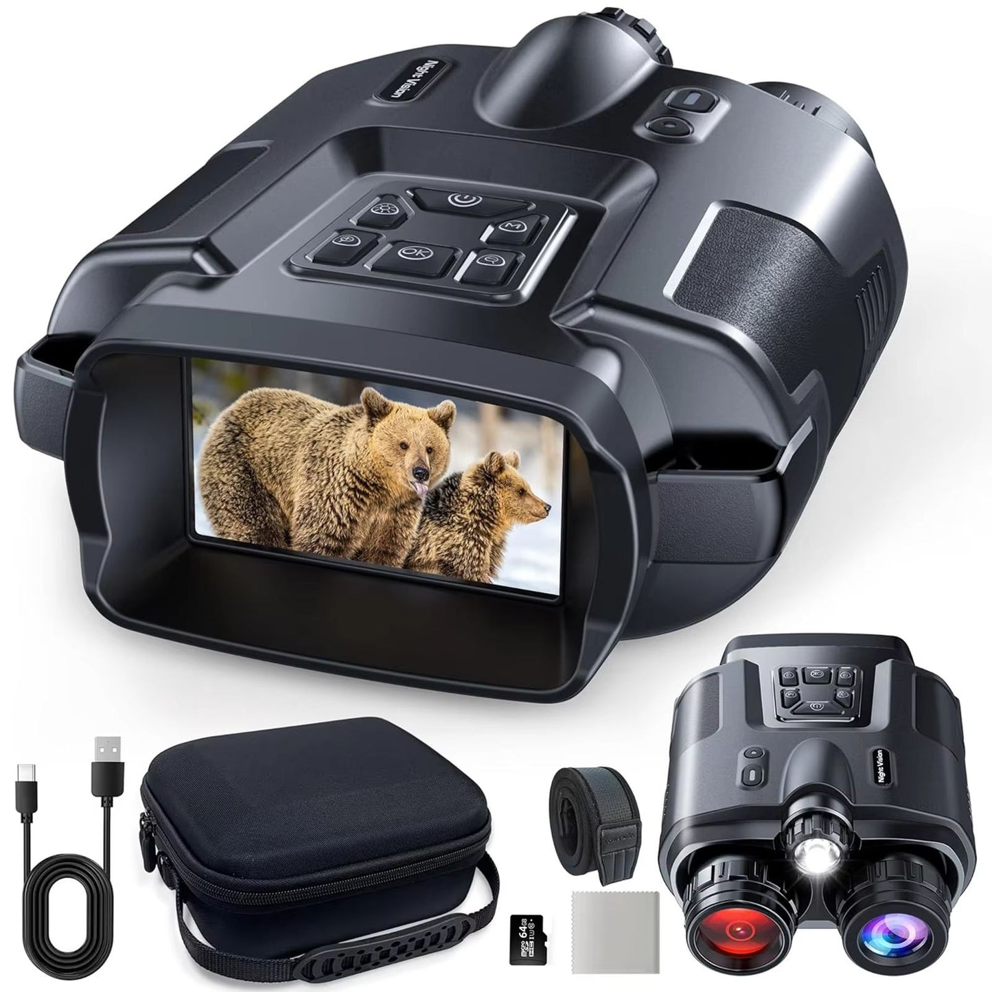 4K Infrared Night Vision Binoculars With 32GB Storage  8X Digital Zoom 7