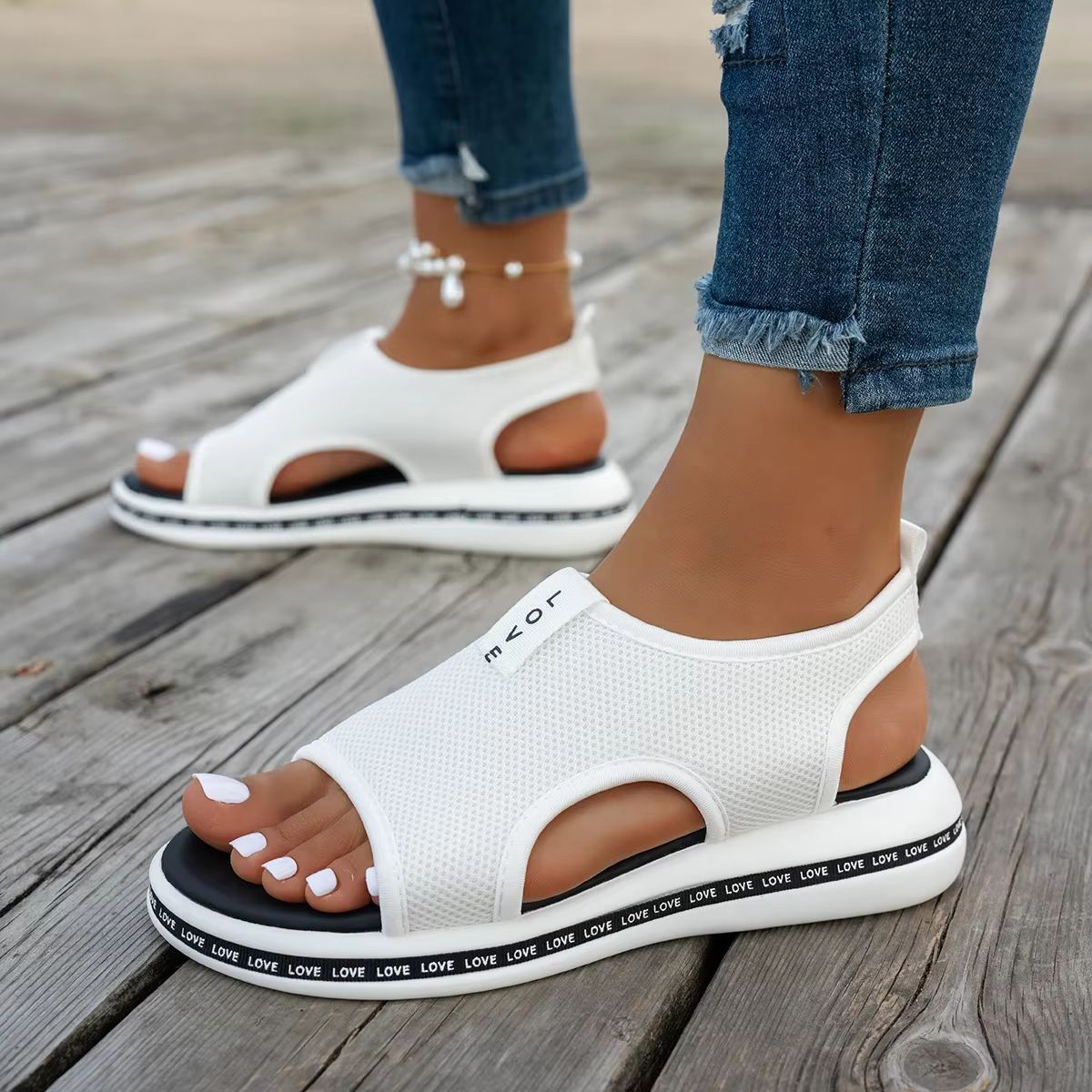 Women's Mesh Platform Sandals – Breathable Slip-On Summer Shoes with Open Toe Design