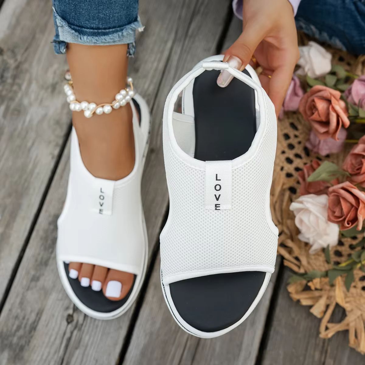 Womens Mesh Platform Sandals  Breathable SlipOn Summer Shoes With Open Toe Design 1
