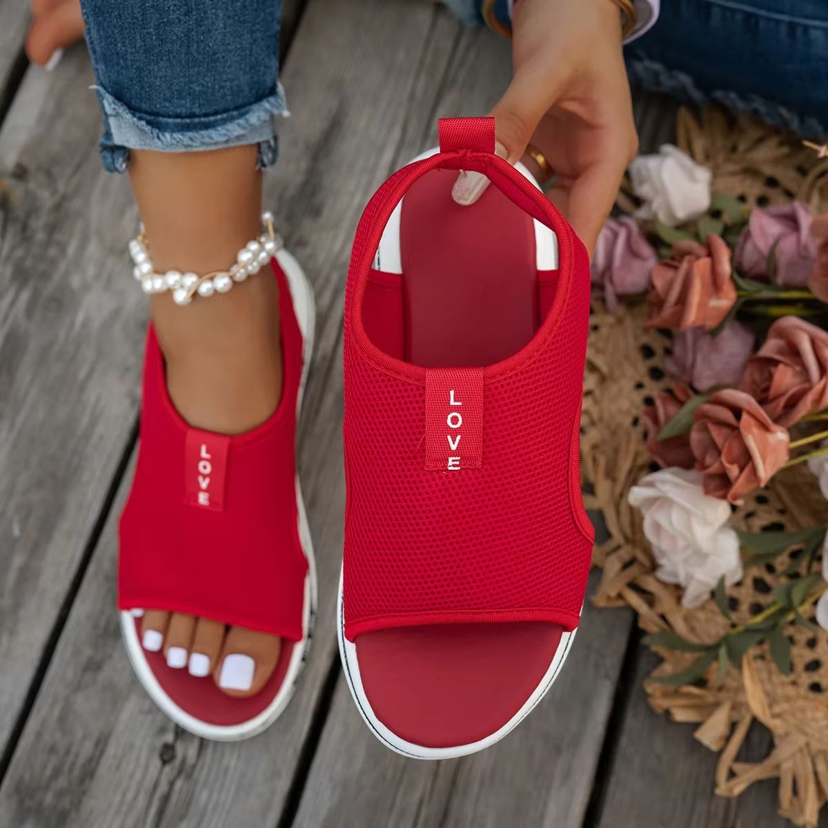 Womens Mesh Platform Sandals  Breathable SlipOn Summer Shoes With Open Toe Design 8