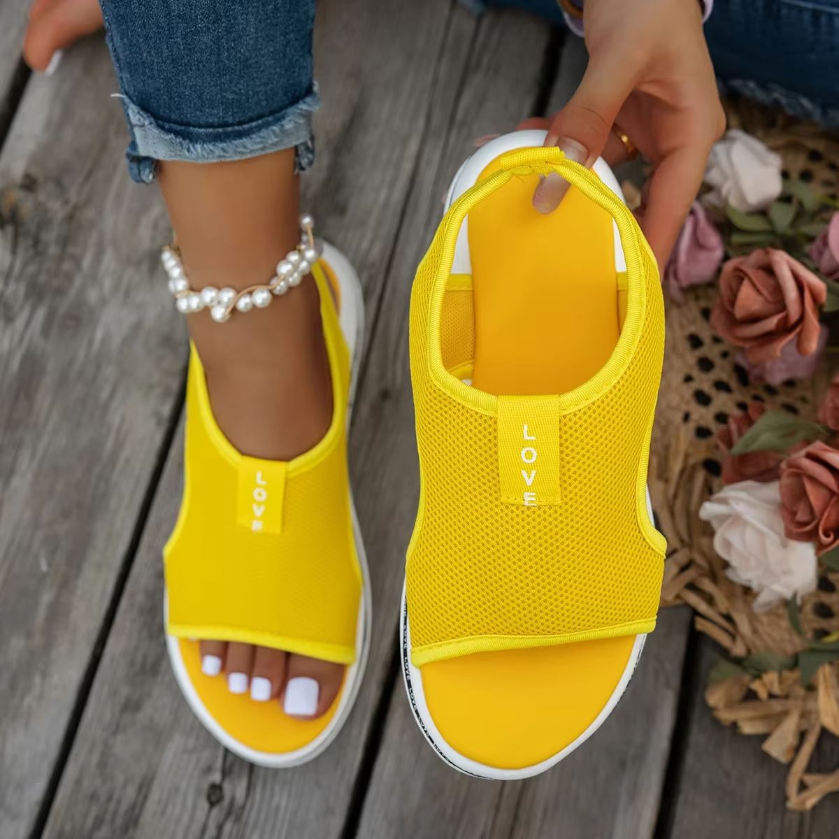 Womens Mesh Platform Sandals  Breathable SlipOn Summer Shoes With Open Toe Design 10