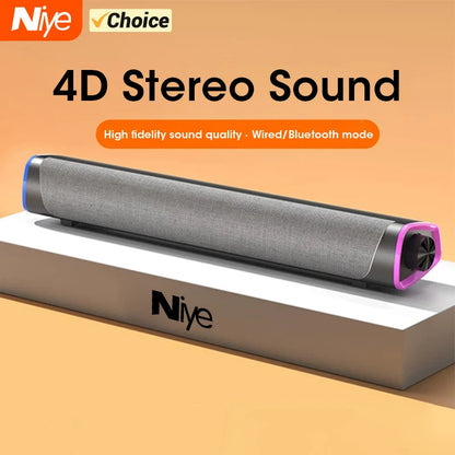 4D Computer Speaker Bar with Stereo Sound, Subwoofer Bluetooth 5.0 Speaker for MacBook, Laptop, PC, Wired Wireless