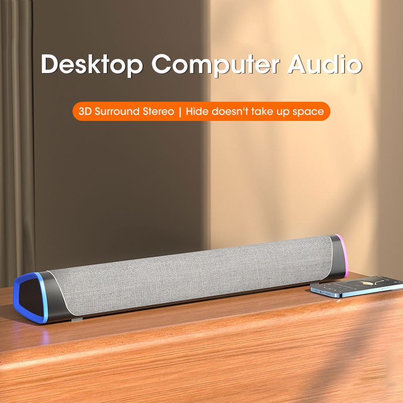 4D Computer Speaker Bar with Stereo Sound, Subwoofer Bluetooth 5.0 Speaker for MacBook, Laptop, PC, Wired Wireless