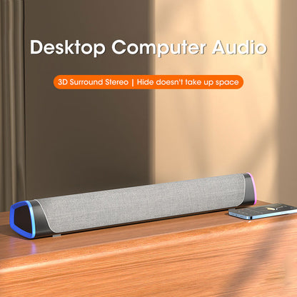4D Computer Speaker Bar with Stereo Sound, Subwoofer Bluetooth 5.0 Speaker for MacBook, Laptop, PC, Wired Wireless