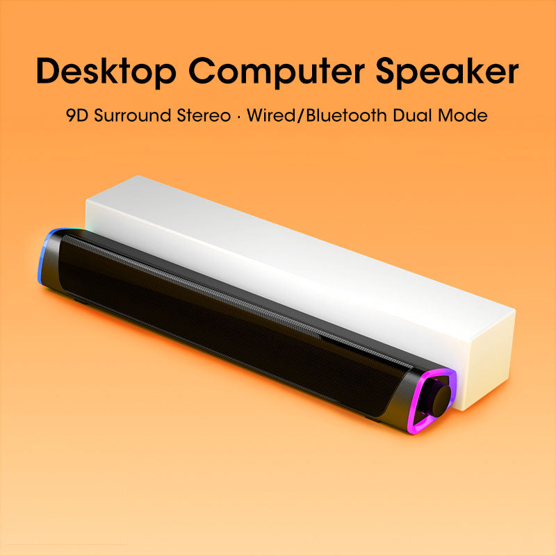 4D Computer Speaker Bar with Stereo Sound, Subwoofer Bluetooth 5.0 Speaker for MacBook, Laptop, PC, Wired Wireless