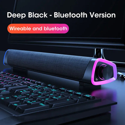 4D Computer Speaker Bar with Stereo Sound, Subwoofer Bluetooth 5.0 Speaker for MacBook, Laptop, PC, Wired Wireless