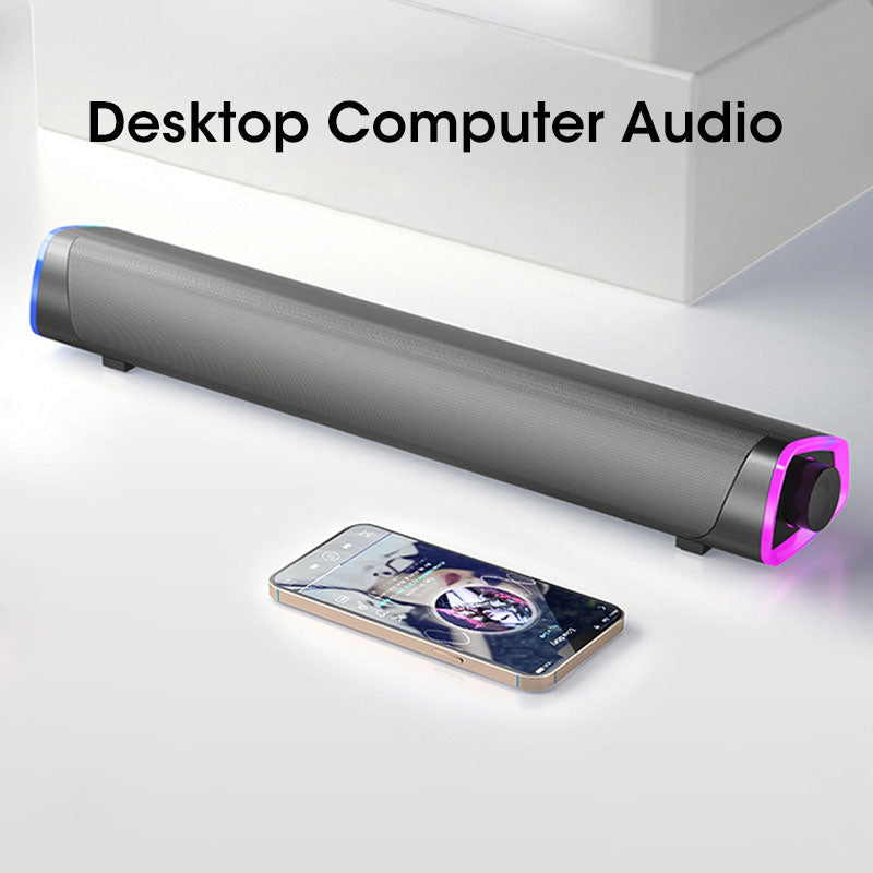 4D Computer Speaker Bar with Stereo Sound, Subwoofer Bluetooth 5.0 Speaker for MacBook, Laptop, PC, Wired Wireless