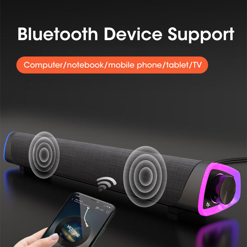 4D Computer Speaker Bar with Stereo Sound, Subwoofer Bluetooth 5.0 Speaker for MacBook, Laptop, PC, Wired Wireless