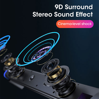 4D Computer Speaker Bar with Stereo Sound, Subwoofer Bluetooth 5.0 Speaker for MacBook, Laptop, PC, Wired Wireless
