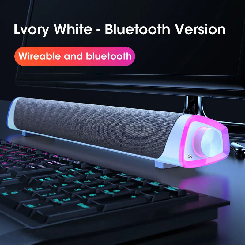 4D Computer Speaker Bar with Stereo Sound, Subwoofer Bluetooth 5.0 Speaker for MacBook, Laptop, PC, Wired Wireless