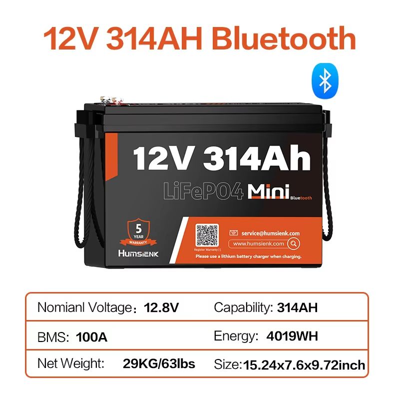 Humsienk LiFePO4 Battery 12V Rechargeable Cells With BMS  20Ah To 314Ah 15000 Cycle Deep Cycle Batt 9