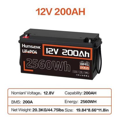 Humsienk LiFePO4 Battery 12V Rechargeable Cells With BMS  20Ah To 314Ah 15000 Cycle Deep Cycle Batt 8