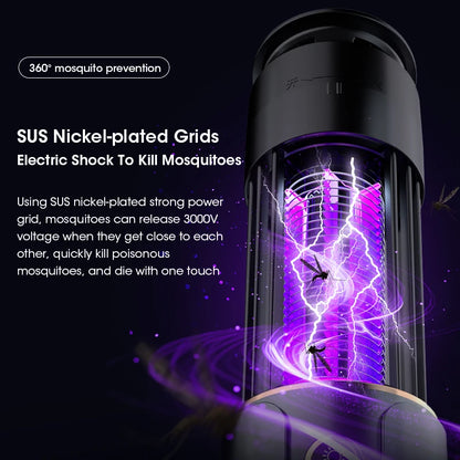 360° USB Rechargeable Mosquito Killer Lamp, Portable Outdoor Insect Killer, Camping Lantern with Timing Function