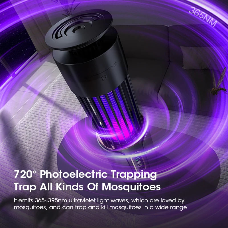 360° USB Rechargeable Mosquito Killer Lamp, Portable Outdoor Insect Killer, Camping Lantern with Timing Function