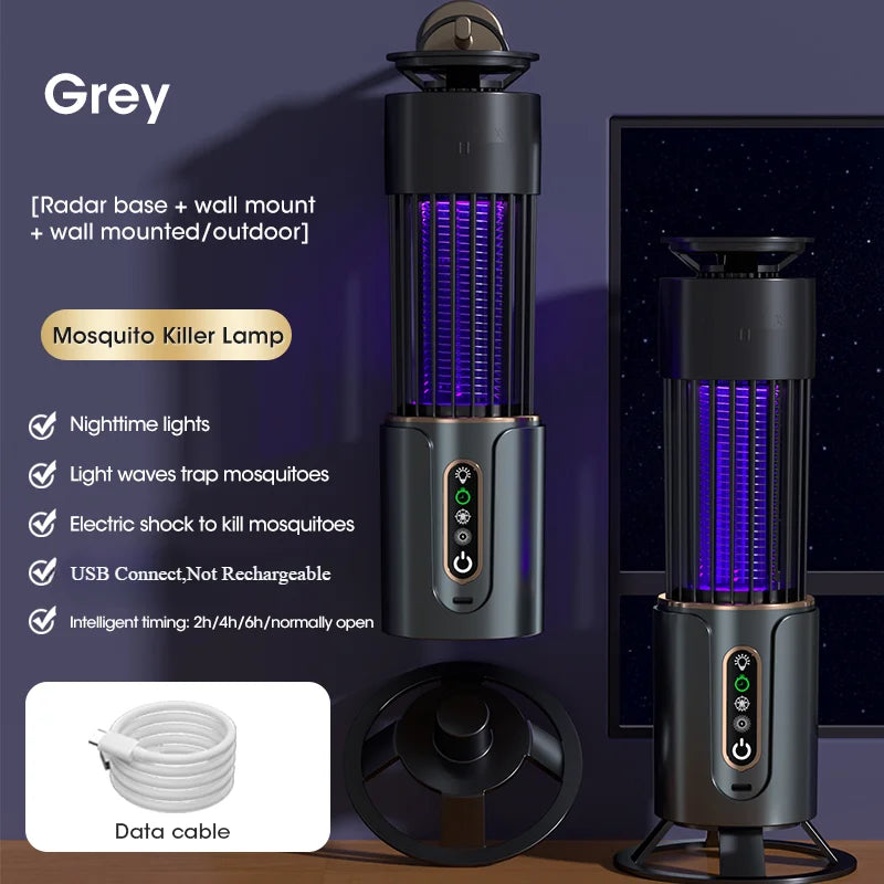 360° USB Rechargeable Mosquito Killer Lamp, Portable Outdoor Insect Killer, Camping Lantern with Timing Function