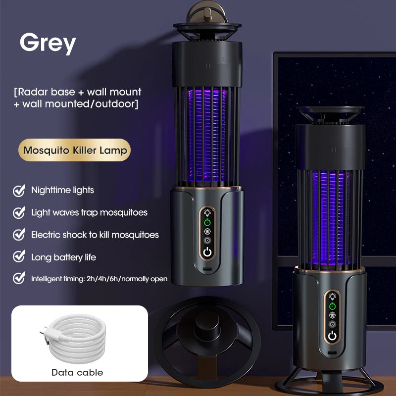 360° USB Rechargeable Mosquito Killer Lamp, Portable Outdoor Insect Killer, Camping Lantern with Timing Function