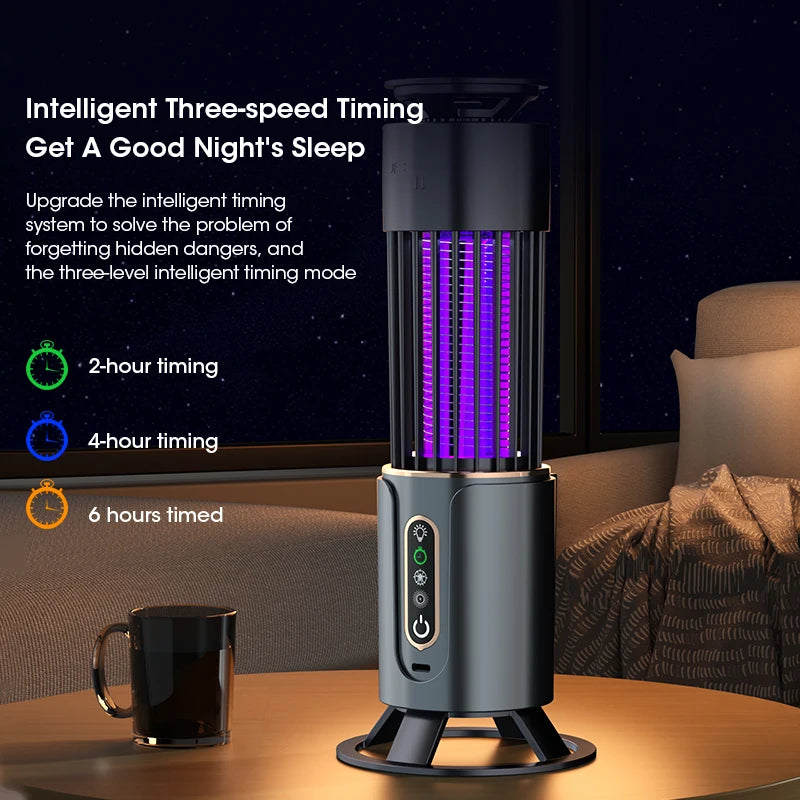 360° USB Rechargeable Mosquito Killer Lamp, Portable Outdoor Insect Killer, Camping Lantern with Timing Function