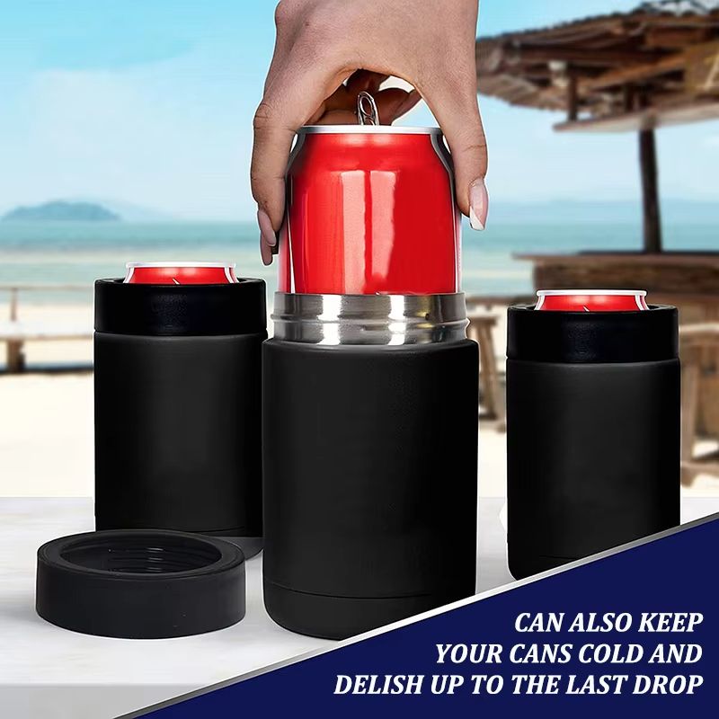 12oz Stainless Steel Beer Cooler  Double Wall Vacuum Insulated Can Holder  Thermos Bottle With Open 1