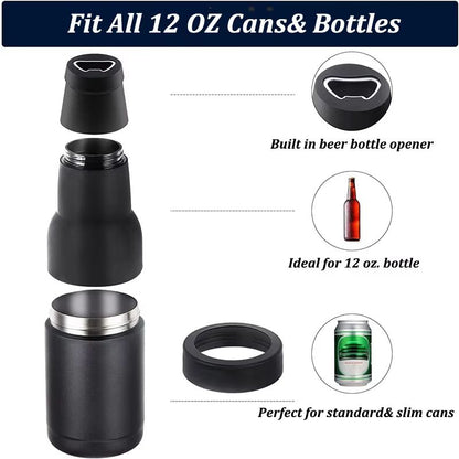 12oz Stainless Steel Beer Cooler  Double Wall Vacuum Insulated Can Holder  Thermos Bottle With Open 4