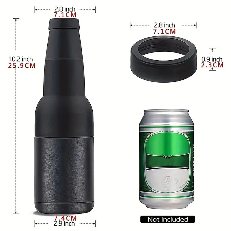 12oz Stainless Steel Beer Cooler  Double Wall Vacuum Insulated Can Holder  Thermos Bottle With Open 5