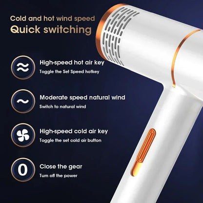 Professional Hair Dryer with Negative Ionic Technology, 1500W Strong Wind Salon Dryer with Hot Cold Air for Fast, Shiny