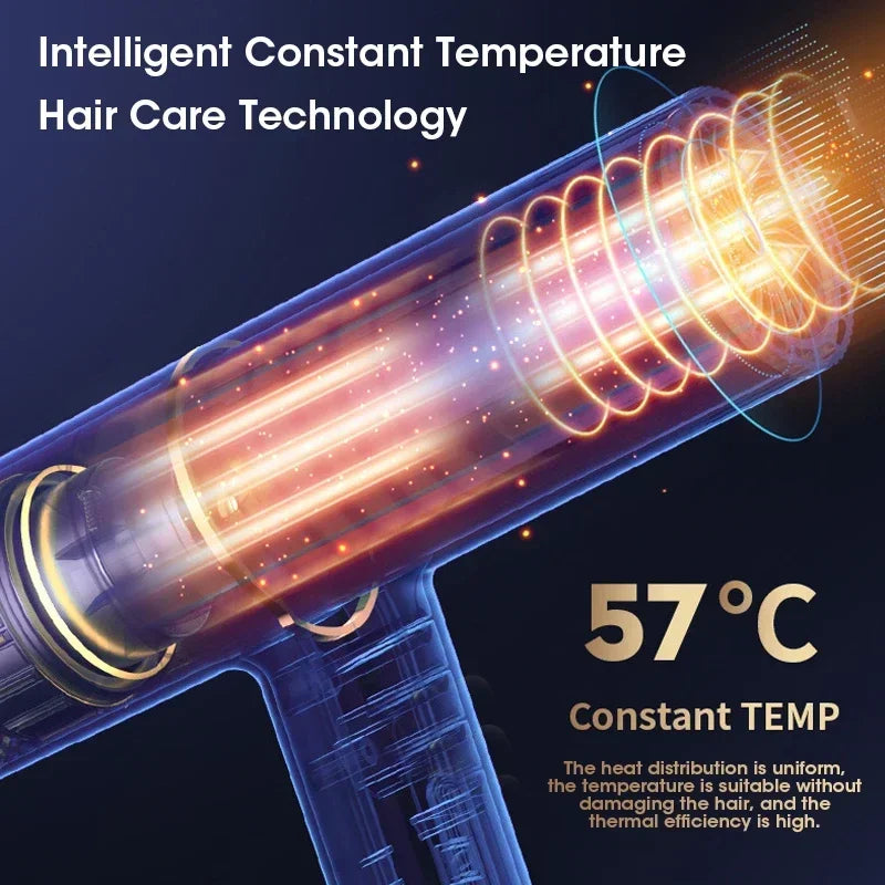 Professional Hair Dryer with Negative Ionic Technology, 1500W Strong Wind Salon Dryer with Hot Cold Air for Fast, Shiny
