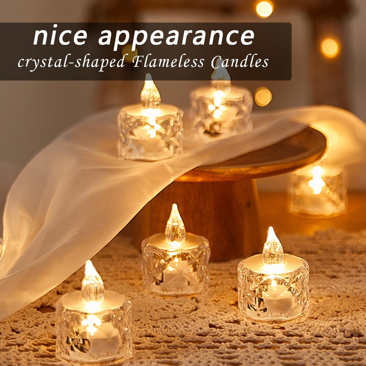Romantic Crystal Flameless LED Candles Transparent Electronic Night Lamps For Home Wedding Party  V 2