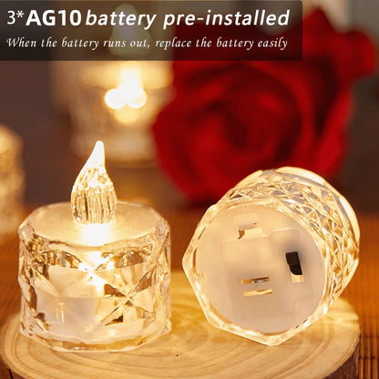 Romantic Crystal Flameless LED Candles Transparent Electronic Night Lamps For Home Wedding Party  V 4