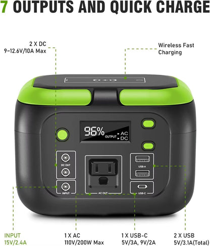 Portable Power Station  120W200W300W600W Solar Generator With AC Outlets For Camping RV  Home Backu 8