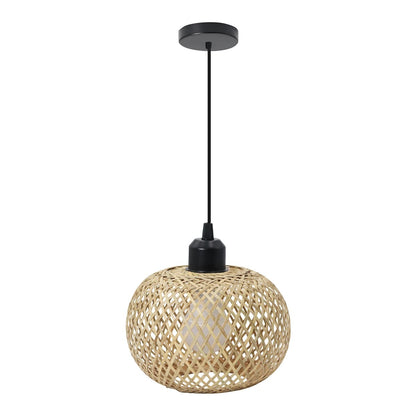 Retro LED Bamboo Woven Ceiling Lamp For Corridor Aisle  Living Room Decorative Woven Lamps  Natural 6