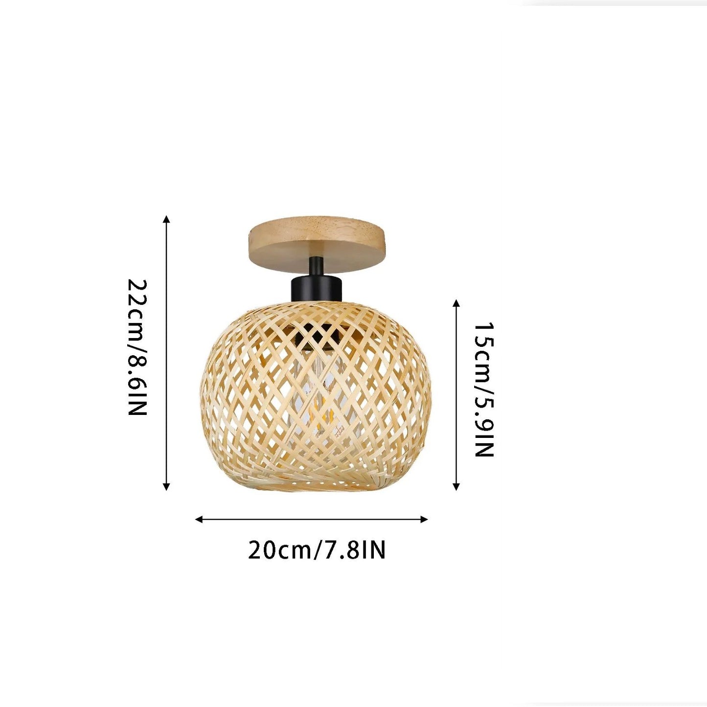 Retro LED Bamboo Woven Ceiling Lamp For Corridor Aisle  Living Room Decorative Woven Lamps  Natural 5