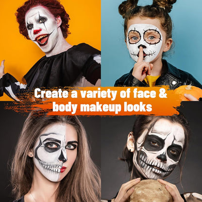 Black White Oil Paint Face Body Painting Kit Large Capacity Makeup For Halloween Theater Role Play  2
