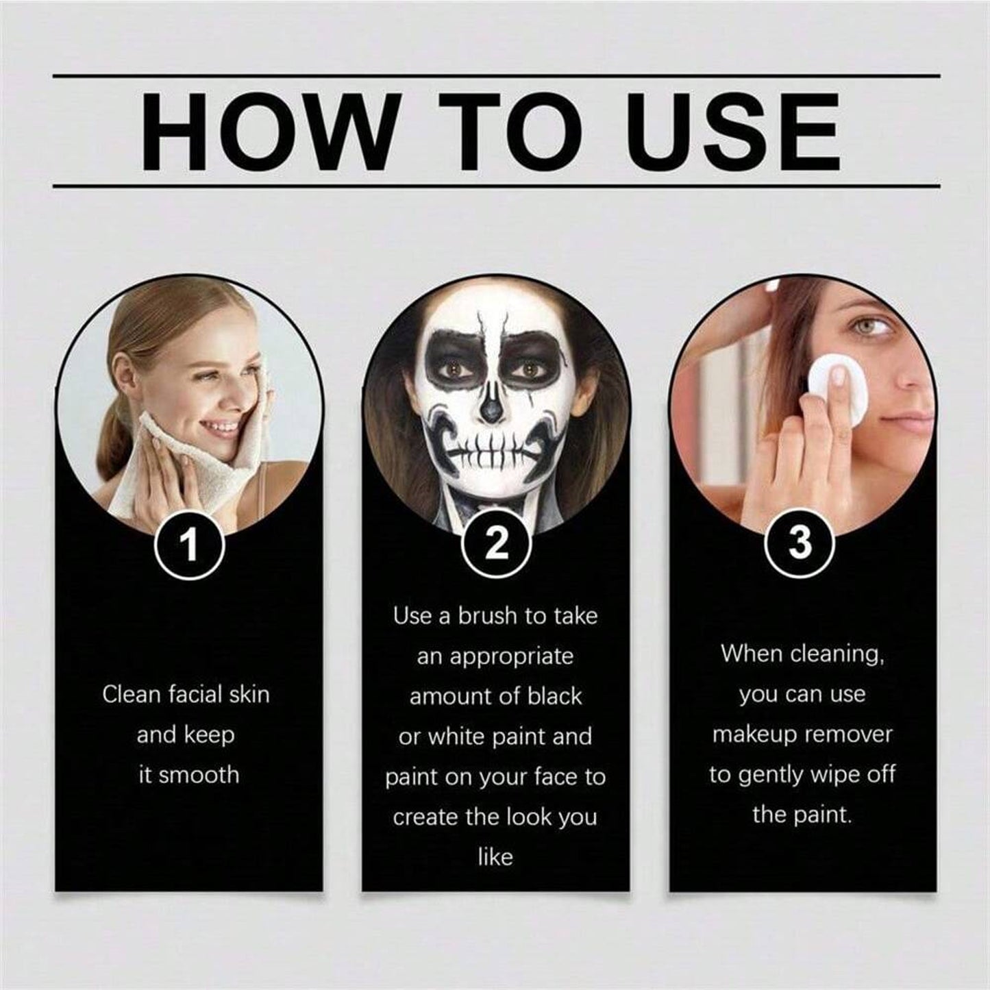 Black White Oil Paint Face Body Painting Kit Large Capacity Makeup For Halloween Theater Role Play  4