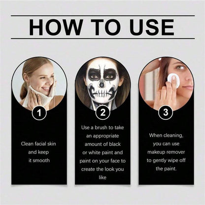 Black White Oil Paint Face Body Painting Kit Large Capacity Makeup For Halloween Theater Role Play  4