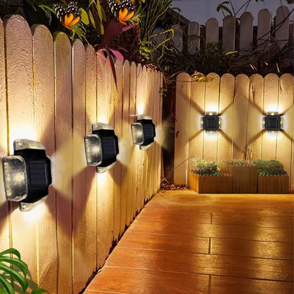 Waterproof LED Solar Wall Lamp Outdoor, Modern Up & Down Luminous Solar Light for Fence, Stairs, Garden & Yard