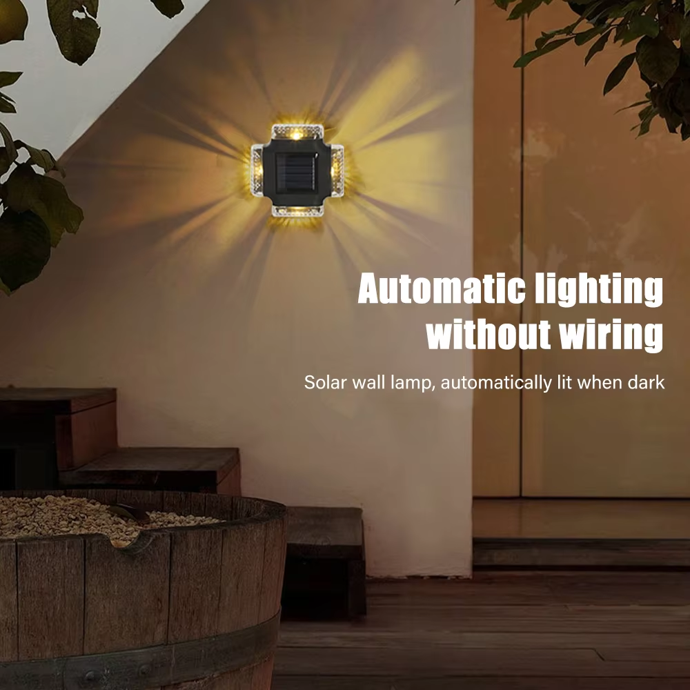 Waterproof LED Solar Wall Lamp Outdoor, Modern Up & Down Luminous Solar Light for Fence, Stairs, Garden & Yard